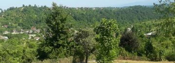 زمین با چشم انداز کوه و دریا